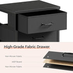 Maihail 3 Drawer Mobile File Cabinet with Wheels Fabric Vertical Filing Cabinet fits A4 or Letter Size for Home Office,Black