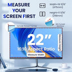 Magnetic 22 Inch Privacy Screen for Frameless Computer Monitor 16:10 Aspect Ratio,Hanging Blue Light Screen Protector Eye Protection Anti-Spy Shield, 22in Removable Privacy Filter