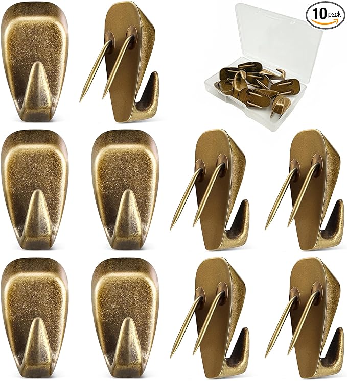 Hufopik 10 Pcs Cubicle Hooks - Fabric Panel Wall Clips for Hanging Coats, Pictures, Supports up to 40 lbs (Bronze)