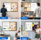 Magnetic White Board and Cork Board Combo, 36 X 24 inches Whiteboard Bulletin Combination Board, Wall Mounted Dry Erase Message Board for Home, School and Office, Black