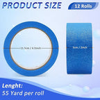 Oleitodh 12 Rolls Blue Painters Tape Bulk 2 inch x 660 Yards, Painters Masking Tape No Residue Wall Painting Tape Artist Tape Trim Edge Finishing Tape for Wall Painting Decoration DIY Supplies