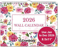 Cranbury Wall Calendar 2026 8.5x11, 12 Month Desk Calendar with Bouns Stickers and Large Writing Blocks, Premium Paper, Floral Design, 8x11 Planner 2026, Twin-Wire Binding