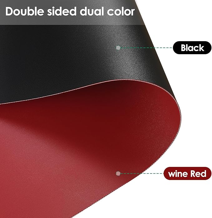 Zinkooat Leather Table Cover,1.8mm Thick,54x98 Inch Table Protector,Table Protector for Dining Room Table,Dining Table Cover,Table Cover Protector,Kitchen Table Cover(Black+Wine Red,54x98)