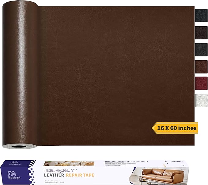Besezx Leather Repair Patch Tape Kit, Self Adhesive Leather Repair for Furniture, Couch, Sofa, Car Seats,Office Chair,Vinyl Repair Kit.60inx16in