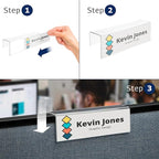 20-Pack 6" x 4" Acrylic Name Plate Holders – Hook-Style Name Tag Display for Cubicle Walls, Office Doors, or Panels by Plastic Products Mfg.