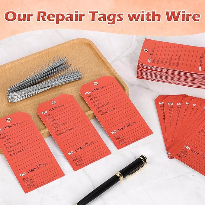 200 Pack Red Repair Tags with Wire Rope Service Repair Tags Numbered with Wire Durable 2.6 x 5.25 Inch Labels for Production Equipment Maintenance Price Notice (200, Red, 2.6x5.25in)