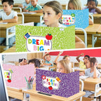 Cinrobiye 24 Pcs Inspirational Privacy Folders Standard for Students Cardboard Shields Test Privacy Boards Motivational Words Desk Dividers Shield for Classroom School Study Supplies (Colorful)