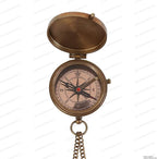 US HANDICRAFTS Brass Camping Compass, Engraved with Leather Case, Antique Finish, Perfect for Outdoor Adventures