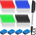Thenshop 200 Pack Dry Erase Markers Bulk with 4 Magnetic Erasers Fine Tip Dry Erase Markers Whiteboard Pens Bulk for Office Supplies(Colorful)