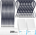 Marspark 200 Sets Clear Name Tags with Lanyard, Lanyards for ID Badges Reusable Strap with ID Holder Plastic Name Badges for Adults Business School Church Conference (Dark Blue)