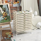 Happygrill 20-Drawer Organizer Cart Tools, Mobile Utility Storage Cart with Removable Drawers & Lockable Wheels, Rolling Storage Cart with wheels for Home Office School (White)