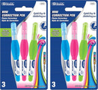 BAZIC Products Mini Correction Pen - Corrections Fluid, Precise Metal Tip White Out, Ideal for School & Office Supplies, Alternative to Correction Solution, 3/Pack, 2-Packs