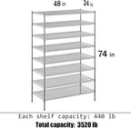 Regal Altair 24" Deep x 48" Wide x 74" Height Wire Shelving Kit | 8-Tier | NSF Commercial Storage Rack Unit