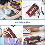 HKHEHOP American Football Ball Vintage Theme Pencil Case Storage Pencil Pouch Stationery Bags With Zipper Portable Pen Holder Box Organizer For Boys Teens Student College School Office Supplies