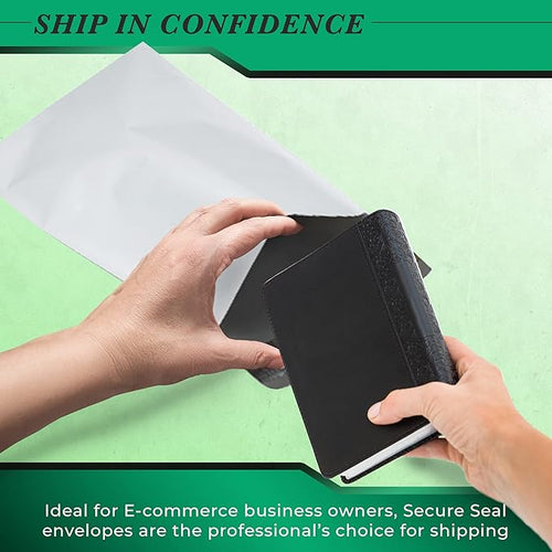 100 Pack Secure Seal White Poly Mailers - 14.5x19 Safe Shipping Bags - E-Commerce Self Sealing 2 Mil Poly Envelopes