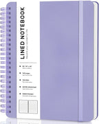 Lined Spiral Journal Notebook, B5 Spiral Notebook, 7.8''×10'' Journaling Notebooks for Work, School, Women, College Ruled Spiral Notebook, Hardcover Leather Notebook for Note Taking Business, Purple