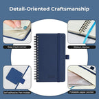IN-LUXPRO Planner 2026 Daily Weekly and Monthly,6.5"x3.75",12 Months Spiral Bound Calendar Agenda with Self-adhesive Pen Holder,2026 Appointment Book with Vegan Leather Soft Cover,Blue
