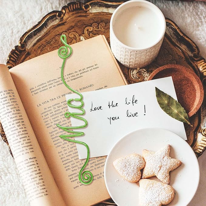LOFART Custom Bookmarks Personalized Wire Name Bookmark Metal Wire Name Page Markers Personalized Bookmarks Graduation Gifts for Teacher Classmate Book Lovers Bookworm Reader (Style 2)