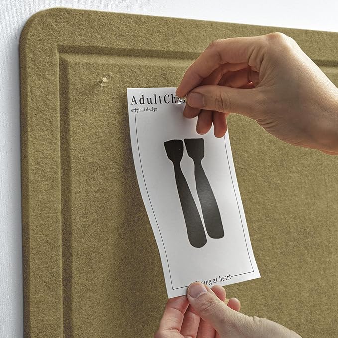 Bulletin Board, 24 x 18 inches Felt Board Decorative Pin Board, Cork Board Alternative for Wall, Foldable Photo Board Self-Adhesive Vision Board Mood Board with 20 Pushpins - Olive