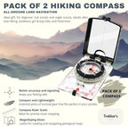 Trekker's Compass Crew Professional Military Lensatic Compass with Mirror, High-Precision Dial, Built-in Magnifier, Luminous Display for Hiking, Camping, Orienteering