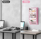 EasyPAG 8 Pocket Mesh Wall File Organizer, Hanging Paper Folder Holder with Classify Label, Vertical Wall Mount Mail Organizer for Office Home Classroom, Pink