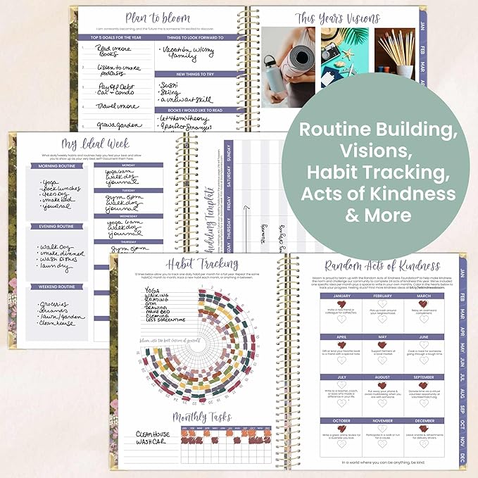 bloom daily planners HARDCOVER 2026 Planner (January to December) - 8.5” x 11” Weekly & Monthly Dated Agenda Organizer Book with Stickers & Tabs - Wildflower Mountainside