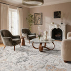 GENIMO 10x13 Area Rugs for Living Room, Non Slip Machine Washable Vintage Rugs, Low Pile Lightweight Chenille Print Large Rug for Bedroom, Dining Room, Home Office, Light Taupe Brown