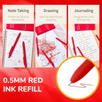UIXJODO Red Pens, 6 Pcs Red Ink Pens Fine Point Smooth Writing Pens, 0.5mm Colored Ink Gel Pens for Journaling Note Taking, School Supplies Gifts for Women (6 Pcs Gold Red - Red Ink)