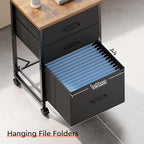 Maihail 3 Drawer Mobile File Cabinet with Wheels Fabric Vertical Filing Cabinet fits A4 or Letter Size for Home Office,Rustic Brown