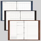EMSHOI Undated Daily Planner 9.2" X 12", A4 To Do List Notepad, 240 Pages Ring Binder Planner Hardcover Leather Notebook for Work Business Meeting, with Yearly Schedule, Habit Tracker, Blue