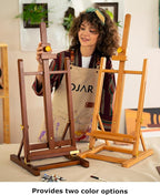 DJAR H- Frame Tabletop Painting Easel, Adjustable Solid Beech Wood Desktop Art Easel, Hold Canvas Up to 27.5", Assembly-Free Art Stand for Artist, Student, Walnut