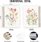 JWVK Vintage Wild Flower Botanical Plant Notebook 06,Rustic Spring Floral Cottagecore Notebook Journal for Work Office School Student Teacher,Hardcover Spiral Notebook 5.5x8.8