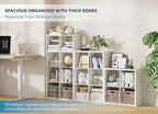 Jpiziso 4 Cube Storage Organizer Single Row, Cube Shelf with Heavy-Duty Thick Boards, 13.31" L x 9.37" W x 48.82" H, Smooth Easy-Clean Panels, Simple Assembly, for Living Room Bedroom Office, White
