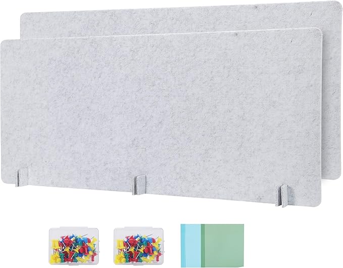 2 Pack Desk Privacy Panel 59" x 23.6" Acoustic Divider Panel Portable Desk Partition Desk Divider Noise Visual Isolate Table Divider for Student Study Reception Area Office Library