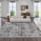 Rugcomf Area Rug 5x7 Washable Rug Boho Soft Non-Slip Non-Shedding Faux Wool Vintage for Living Room, Bedroom Rug, Farmhouse, Dining Room, Indoor, Kids Playroom (Grey)