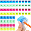 60 Pcs Manual Pencil Sharpeners with Lid, Double Hole Handheld Sharpeners for Office Home, 4 Colors