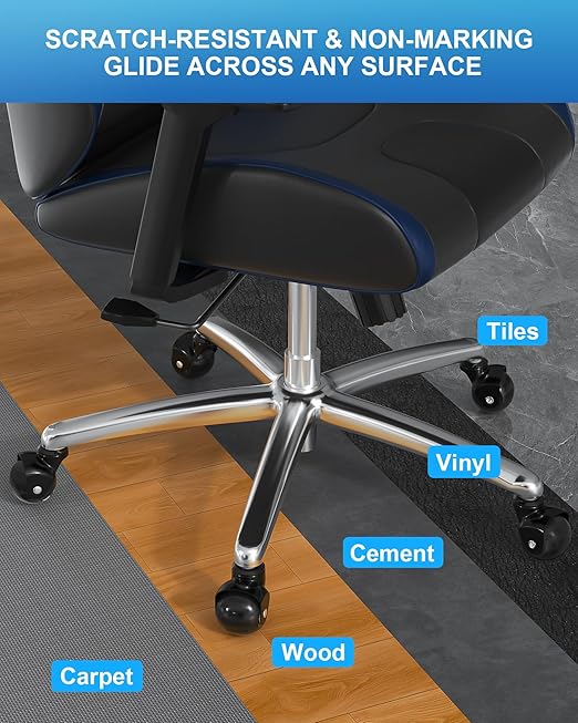 RidRed Office Chair Wheels Replacement Heavy Duty 2 Inch Roller Blade Wheels for Carpet Hardwood Floors,Support 2000 LB, Rubber Rollerblade Desk Chair Casters, Standard Stem Universal Fit, Set of 5