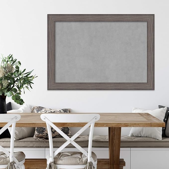 Amanti Art Grey Framed Magnetic Board 29x41 Large Vision Board for use with Magnets, 100% Metal Sheet to Display Items as Office Decor or for Home Organization in mudroom, Kitchen or Kids Room