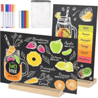 BOUBONI 2 Pack Small Chalkboard Signs with Wood Stand 6 x 8 inch Tabletop Chalkboard Sign Double-Sided Message Menu Boards for Kitchen Wedding Bar and Restaurant