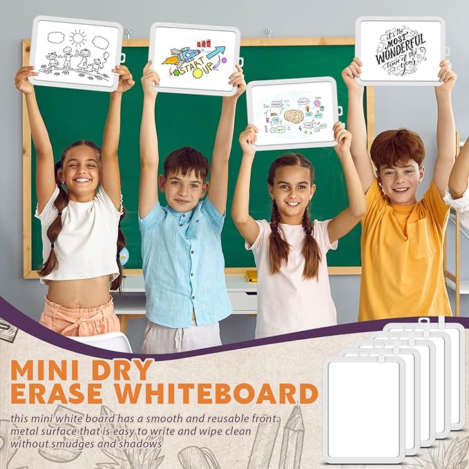 Outus 10 Pcs Dry Erase Mini White Boards Bulk 8.5 x 11'' Small Magnetic Whiteboard Double Sided Colored Writing Boards for Kids Students Locker Fridge(White)