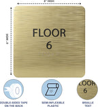 ADA CENTRAL SIGNS - 6" X6" Floor 6 Sign - ADA Compliant Tactile Graphics Grade 2 Braille Text Acrylic Wall Signs - Directional Assistance, Floor Number Safety Sign for Office, school Hospital, Apartment