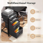 4 Drawers Mobile File Cabinet Vertical Filing Cabinet with Fabric Drawer Fits A4/Letter Size Printer Stand for Home Office，Black