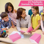 Mimorou 100 Pcs Journals Notebooks Bulk - Kraft Softcover A5 Small Notebooks 5.5 Inch x 8.3 Inch Notepads with 60 Page 30 Sheet for Writing Sketch Travel Office Supplies(Pink,Lined)