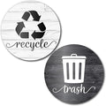 Farmhouse Recycling Stickers for Trash Can & Bins, 3.5" Recycle Stickers for Trash Bins, Laminated Recycle Sticker for Kitchen Garbage Can Recycling Bin Combo, Made in USA, Black & White Wood