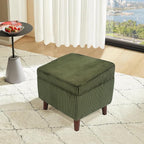 FAGAGA Storage Ottoman with Adjustable Lid, Soft Step Stool, Footrest and Seat, Ottoman Foot Rest for Living Room, Bedroom, Dorm, Green