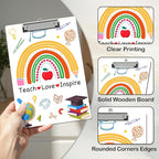 APIILVPQ Teacher Clipboard, Rainbow Clipboards with Low Profile Clip for Office School Use, Teacher's Day Birthday Gifts Wooden Clip Boards for Writing Reading - C06