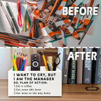 XPH Funny Pen Office Pencil Holder Organizer for Desk, Manager Gifts for Women Men, Funny Coworker Gifts Wooden Box Sign for Home Office Desk Tabletop Decorations