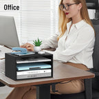 SHARKWOODS Wood Desk Organizer, 3 Tier Paper Tray Organizer for Desk with Adjustable Storage Shelves, Printer Stand Desktop File Organization Paper Sorter Mail Holder for Office Home Classroom, Black