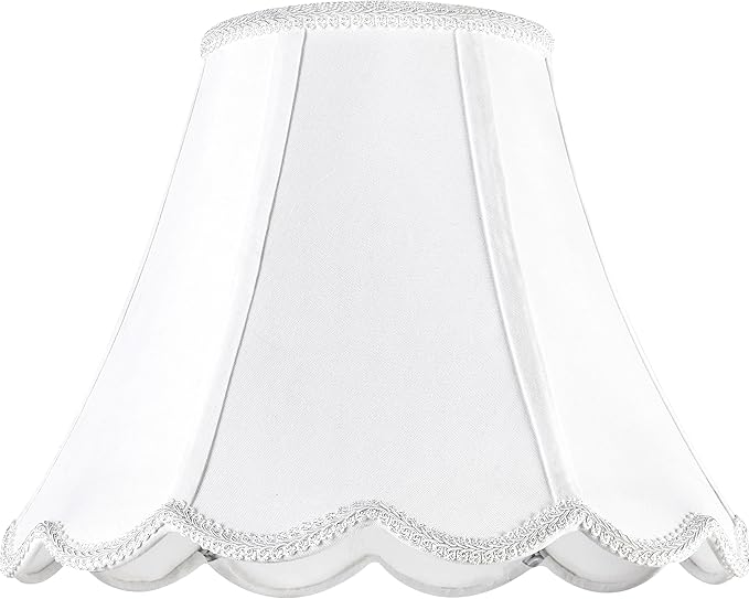 GO&SO Off White Bell Lamp Shade Medium, Scalloped Lampshade Braids with Petal Edges for Table Lamp,Floor Lamps Replacement, 6×13×9.8 Inch Spider Easy Assembly Modern Art Deco Lampshades for Bedroom
