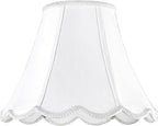 GO&SO Off White Bell Lamp Shade Medium, Scalloped Lampshade Braids with Petal Edges for Table Lamp,Floor Lamps Replacement, 6×13×9.8 Inch Spider Easy Assembly Modern Art Deco Lampshades for Bedroom